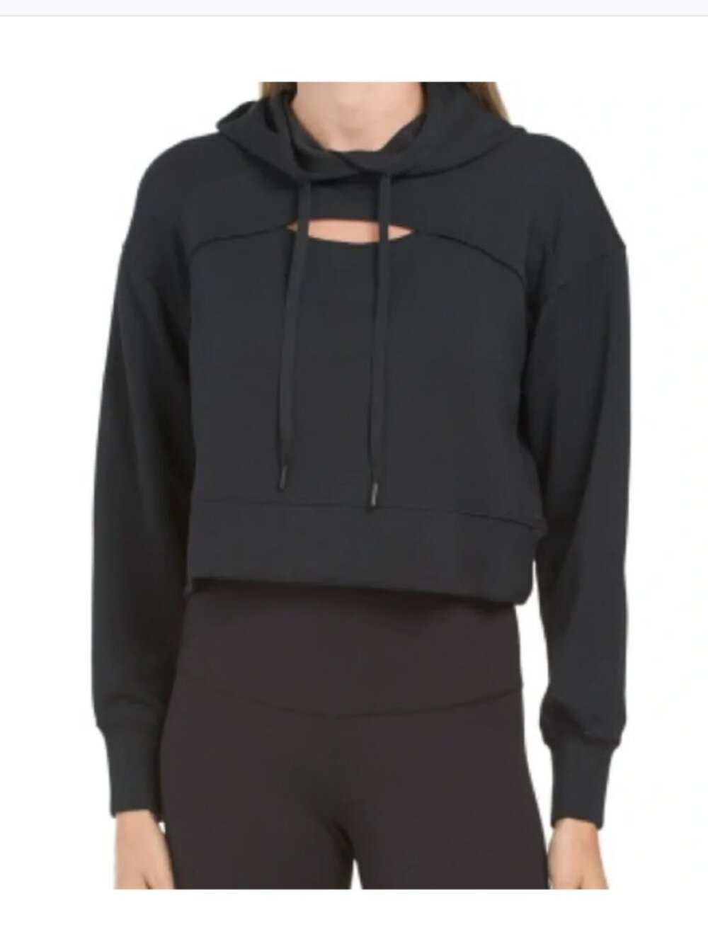 90 Degree by Reflex Softlite Scuba Zoe Hoodie Black Cropped - Sz M